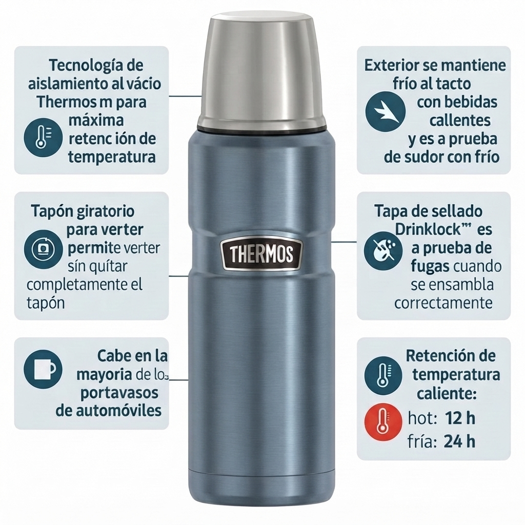 TERMO LIQUIDO KING 470ML ACERO INOXIDABLE SLATE