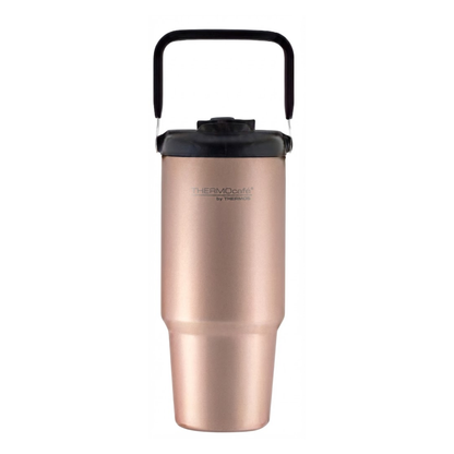 Mug Térmico Acero Inoxidable 900ml (30oz) con Tapa y Pitillo + Mango Plástico Rose Gold