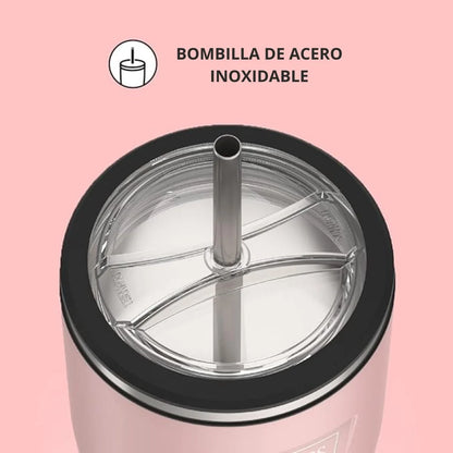 MUG ACERO INOXIDABLE DOBLE PARED CON PITILLO 710ML 24oz ROSADO SUNSET