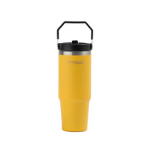 MUG ACERO INOXIDABLE CON AGARRADOR, MANGO PLASTICO Y TAPA Y PITILLO DE 880ML, 30oz AMARILLO