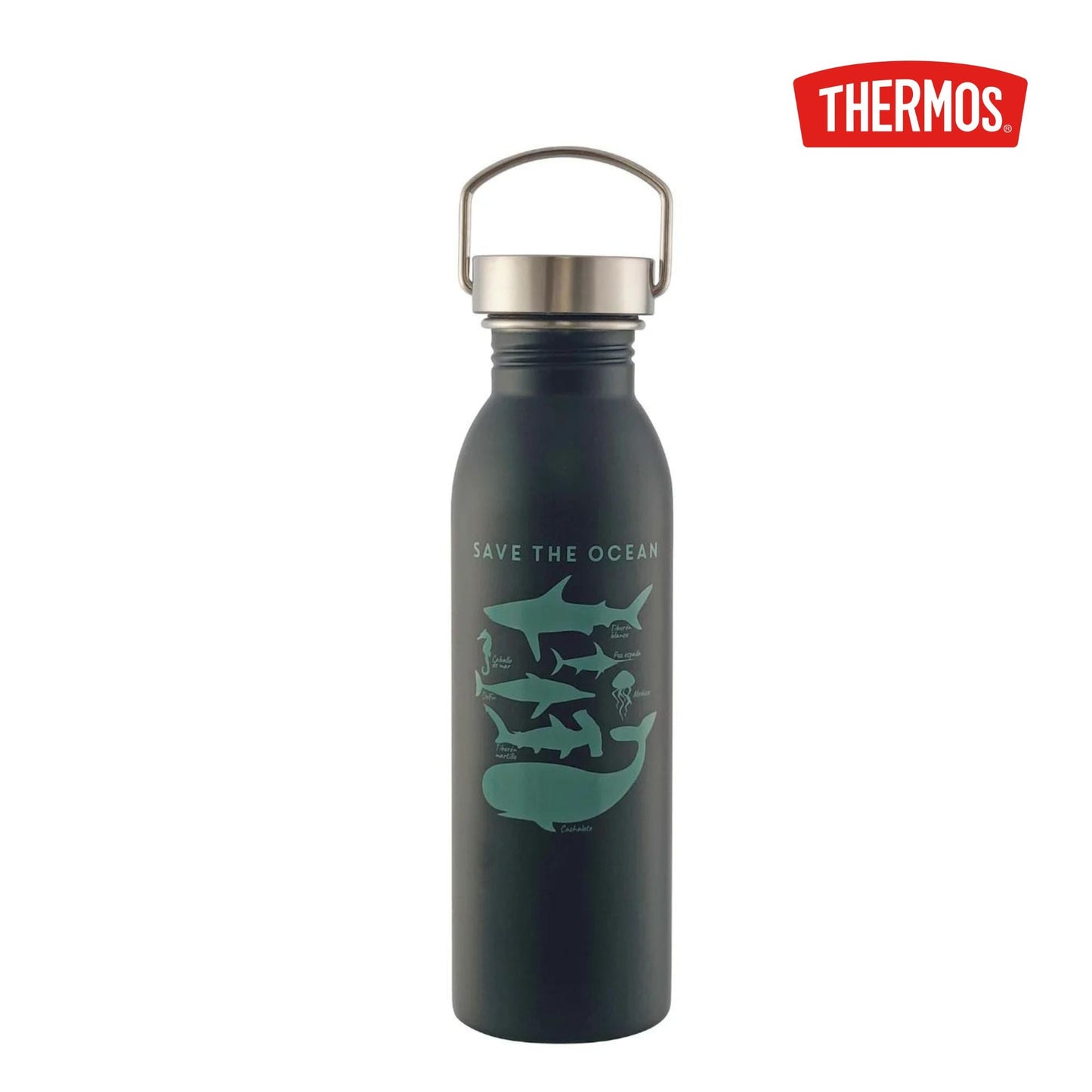 BOTELLA DE HIDRATACION ACERO INOXIDABLE CON MANIJA 700ML MARINO