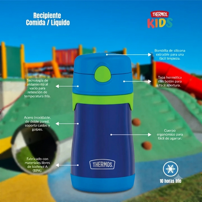 BOTELLA ACERO INOXIDABLE DOBLE PARED SIPPY KIDS 290ML AZUL