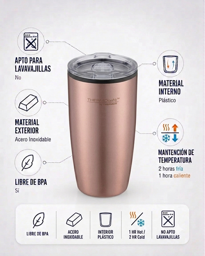 TERMO MUG ACERO INOXIDABLE ROSE GOLD 350ML