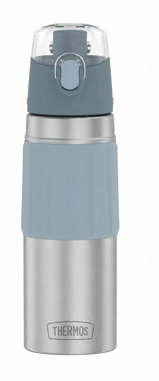 BOTELLA HIDRATACION 530ML ACERO INOXIDABLE DOBLE PARED GRIS Y AZUL