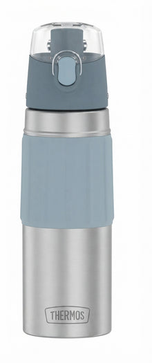 BOTELLA HIDRATACION 530ML ACERO INOXIDABLE DOBLE PARED GRIS Y AZUL