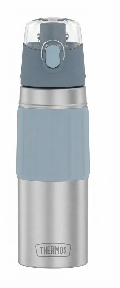 BOTELLA HIDRATACION 530ML ACERO INOXIDABLE DOBLE PARED GRIS Y AZUL