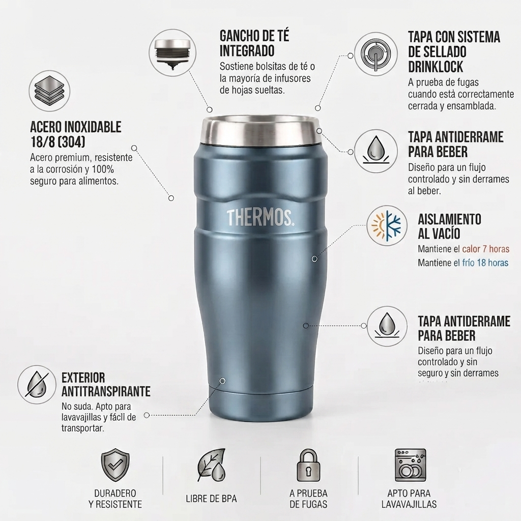 TERMO MUG KING 470ML ACERO INOXIDABLE SLATE