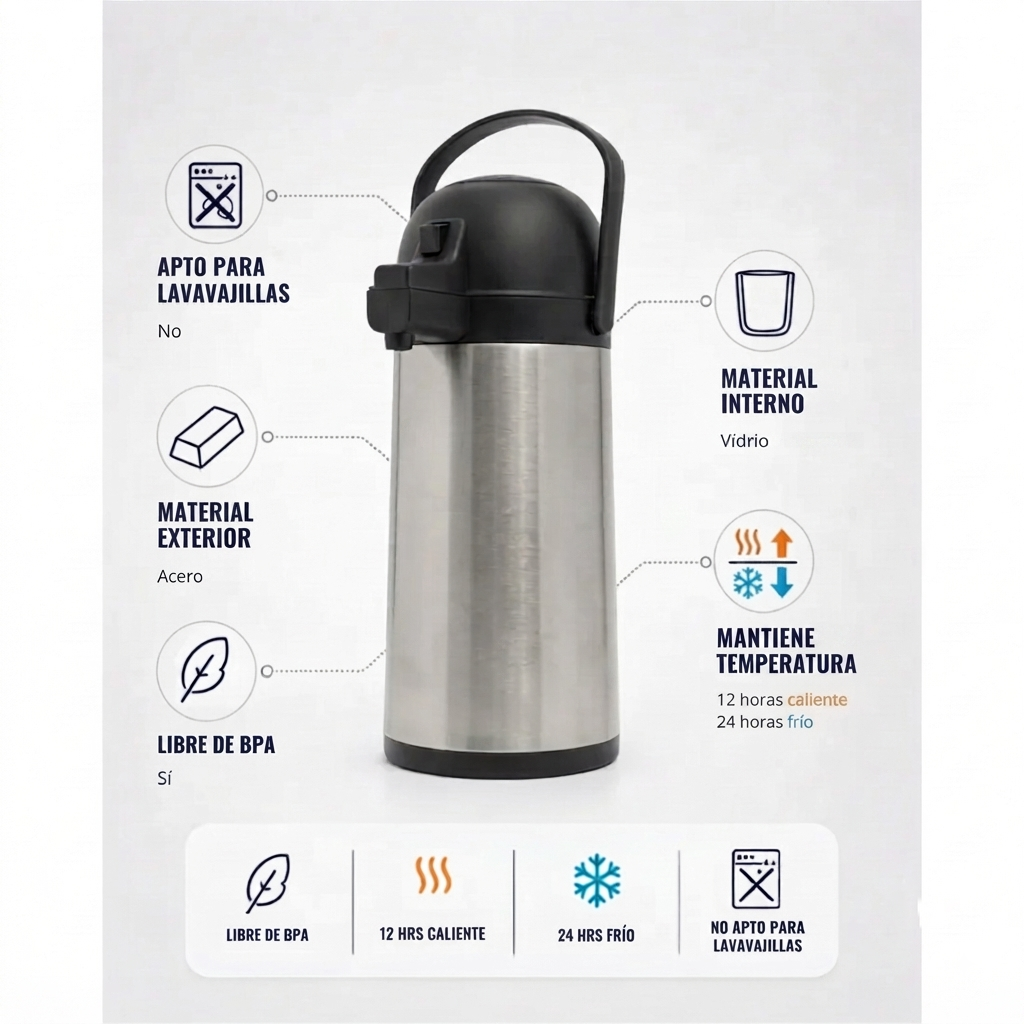 Termo  Sifon 1.5 LT En Acero Inoxidable
