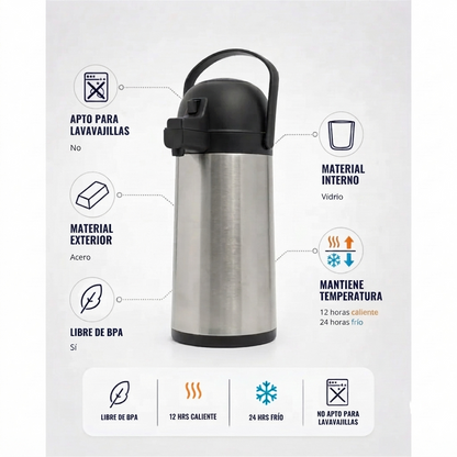 Termo  Sifon 1.5 LT En Acero Inoxidable