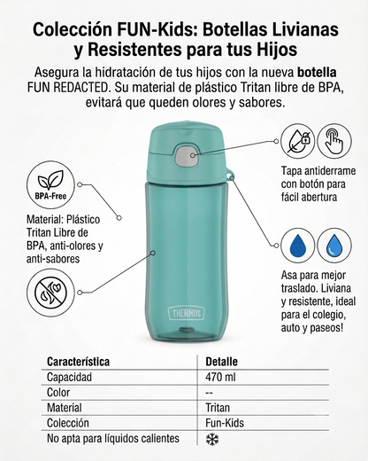 BOTELLA DE HIDRATACION TRITAN 470ML PUSH BOTTON AGUA MARINA
