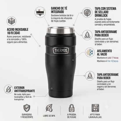 Mug King 470 ML En Acero Inoxidable Negro