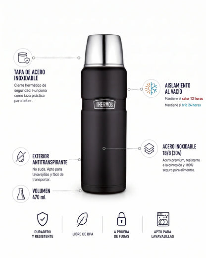 Termo Liquido 470ML En Acero Inoxidable King