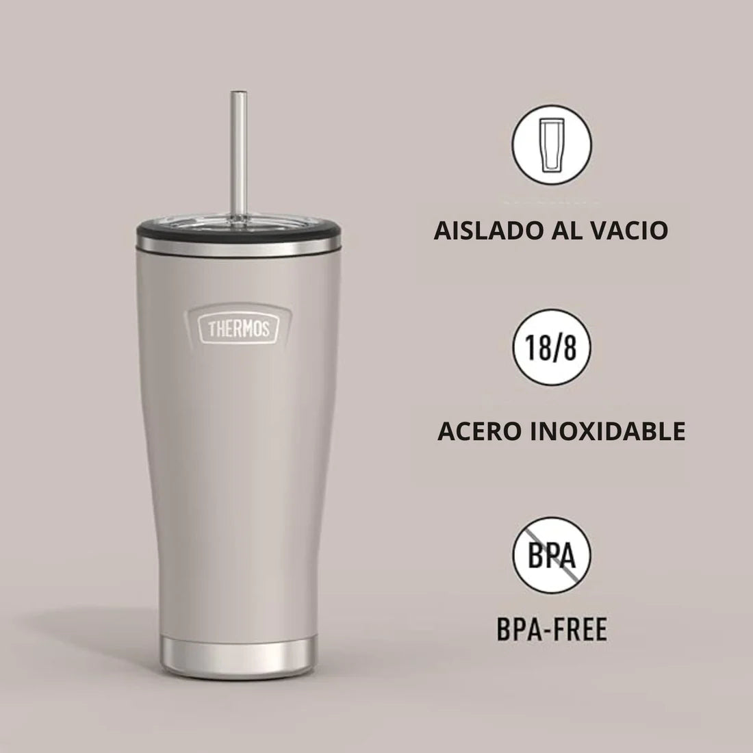 MUG ACERO INOXIDABLE DOBLE PARED CON PITILLO 710ML 24oz ARENA