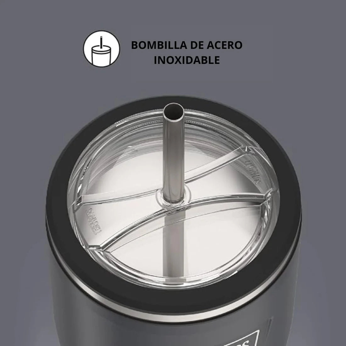 MUG ACERO INOXIDABLE DOBLE PARED CON PITILLO 710ML 24oz GRAFITO