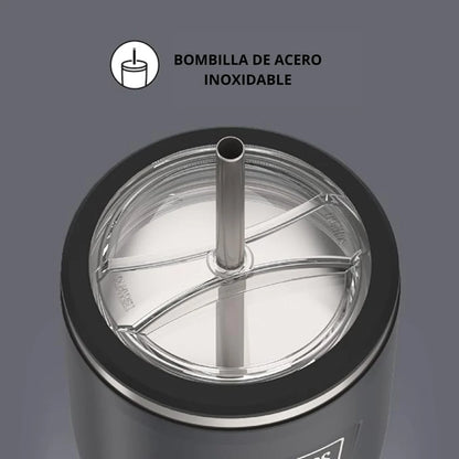 MUG ACERO INOXIDABLE DOBLE PARED CON PITILLO 710ML 24oz GRAFITO