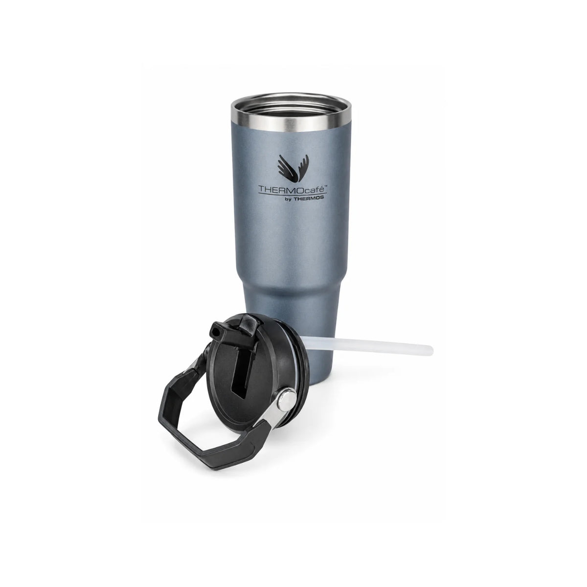 Mug Térmico Acero Inoxidable 900ml (30oz) con Tapa doble función+ Mango Plástico Azul
