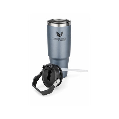 Mug Térmico Acero Inoxidable 1.2 litros con Tapa doble función + Mango Plástico Azul