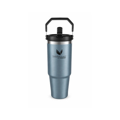 Mug Térmico Acero Inoxidable 900ml (30oz) con Tapa doble función+ Mango Plástico Azul